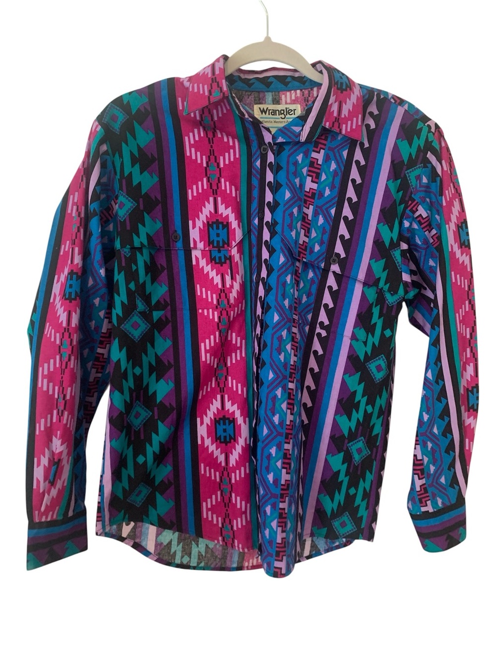 Vintage Wrangler Aztec Southwestern Geometric Button Up Top - S New Condition